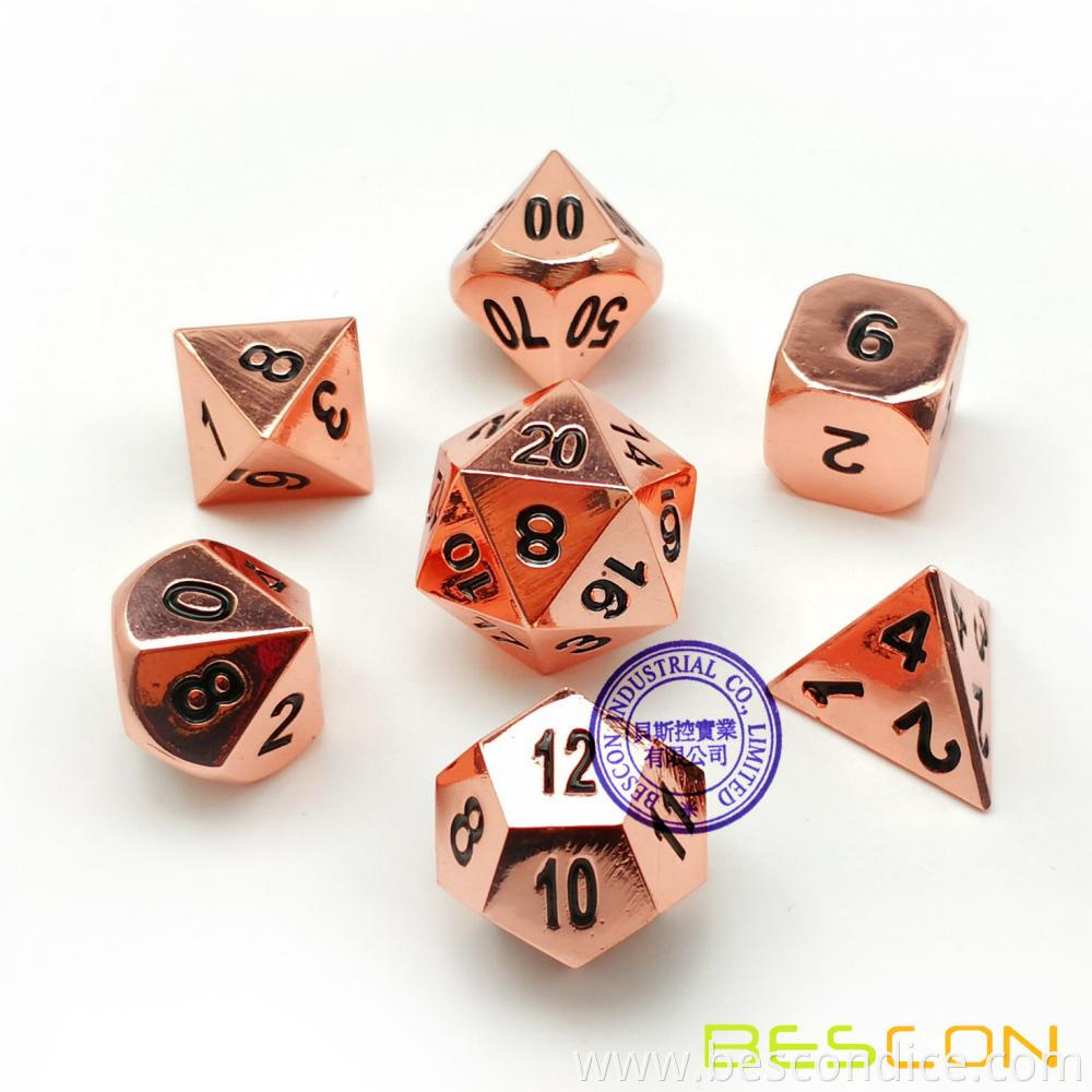 Heavy Rose Copper Solid Metal Dice Set 2 Heavy Rose Copper Solid Metal Dice Set 2